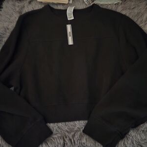 PINK Victoria's Secret Cropped Black Crewneck Sweater - Large